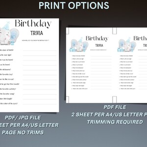 Boy First Birthday Trivia Game Printable Fun Game for Kids - Etsy