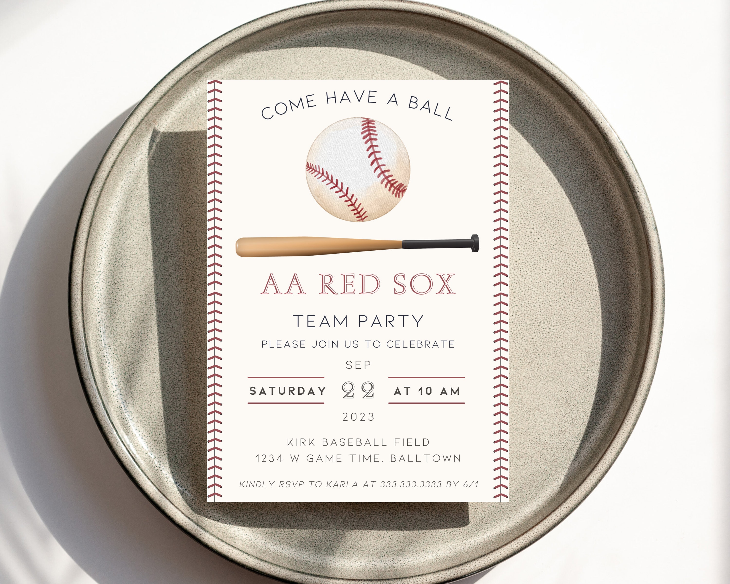 Editable Baseball Birthday Invitation: Team Party, All-star (5x7 Card ...
