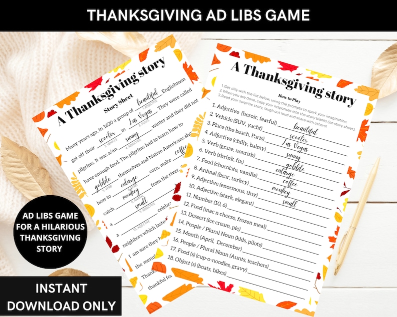 Thanksgiving Fast Answers Game - The Fun Quick Thinking Family Party Game