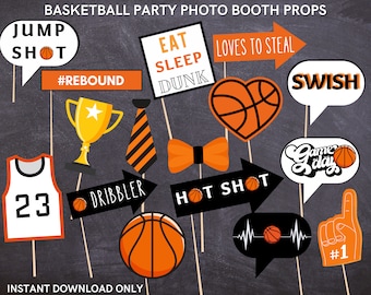 Basketball Party Photo Booth Props: Fun Team Celebration (Digital Download)
