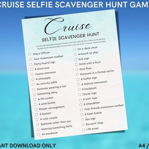 Cruise Selfie Scavenger Hunt Game: Adult Birthday, Bachelorette Party (PDF/JPG)