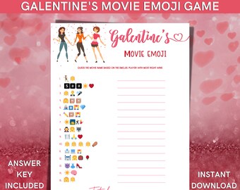 Galentine&#39;s Movie Emoji Game: Valentine&#39;s Party (Instant Download)