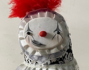 Edgy Silly Red-haired Flowery Clown Doll Plush Figurine