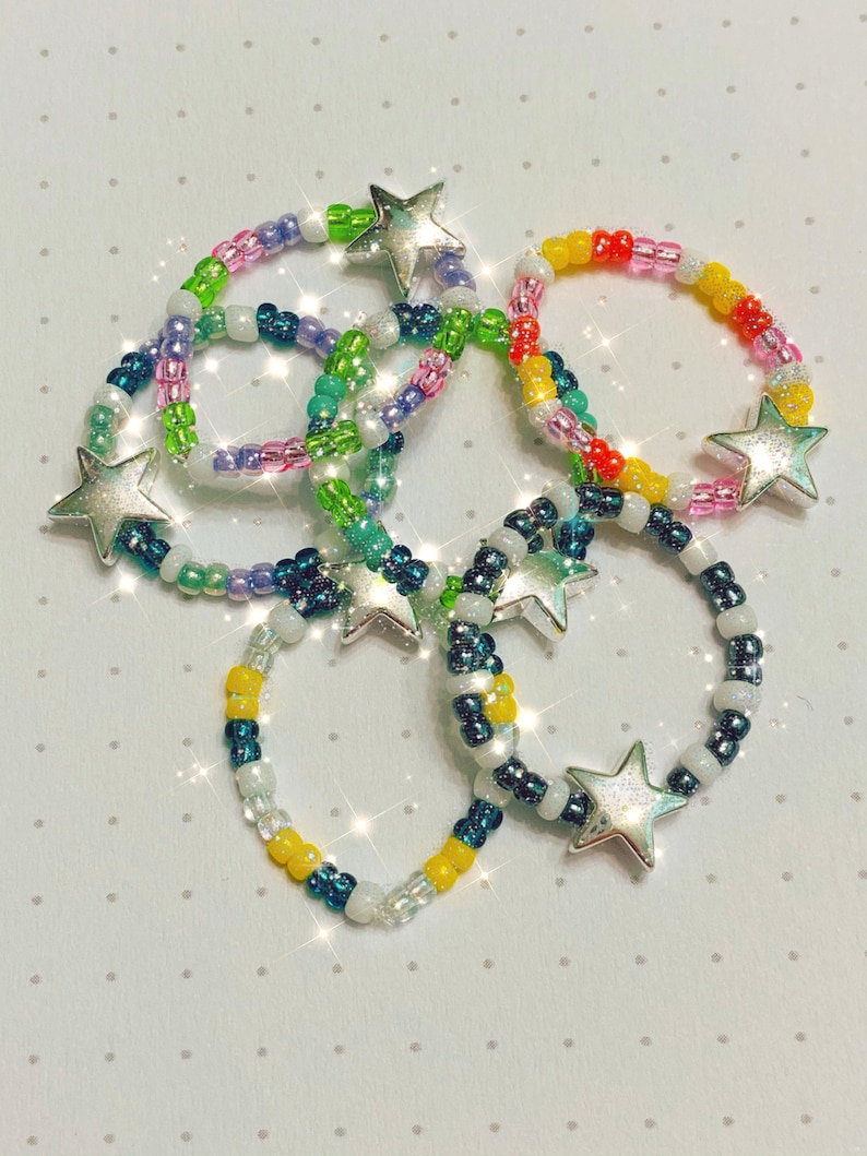 star bead Elastic star beaded ring comfortable 7 different color schemes