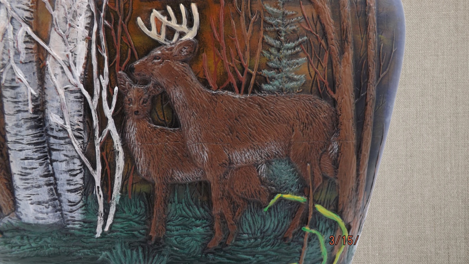 Deer Woodland Scene Vase Etsy