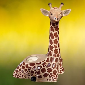 Handmålad keramisk giraffkruka - Safaridekor, tillverkad i USA