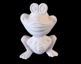 Bobblehead Frog pronto per essere dipinto Bisque. Prodotto negli USA