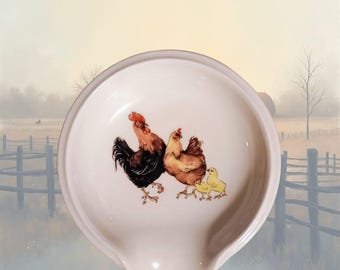 Repose cuillère en céramique thème poule NEUF Repose cuillère en céramique thème poule NEUF