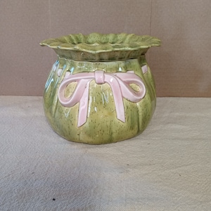 Green glazed Ceramic Planter with Insert.