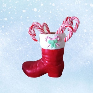 Glittery Santa Boot: Handmade Christmas Candy Holder