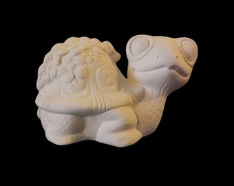 Ready to Paint Turtle Bisque with Flowers, Ceramic Craft