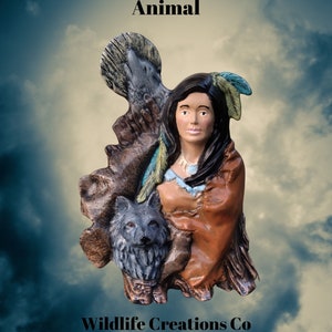 Indianermädchen mit Wolf