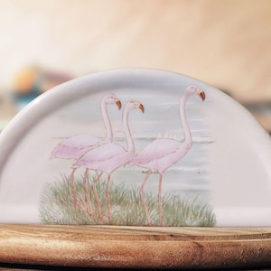 Flamingo und Segelboot Serviettenhalter (glasiert)