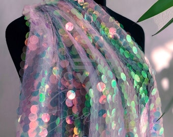 Mermaid Sequin Fabric By The Yard - Iridescent Pink