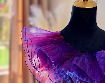 Ruffled Organza Lace Trim By The Yard - Iridescent Purple