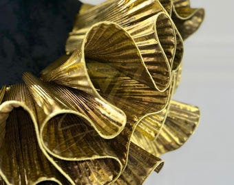Metallic Ruffled Organza Lace Trim By The Yard - Antique Gold