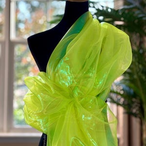 Iridescent Organza Fabric By The Yard - Neon Green