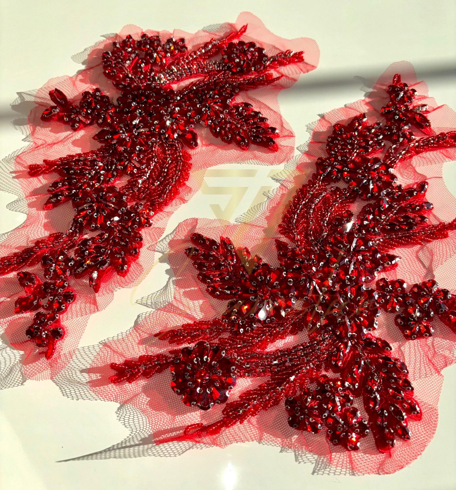 Beaded Crystal Rhinestone Appliqués - Red - Etsy