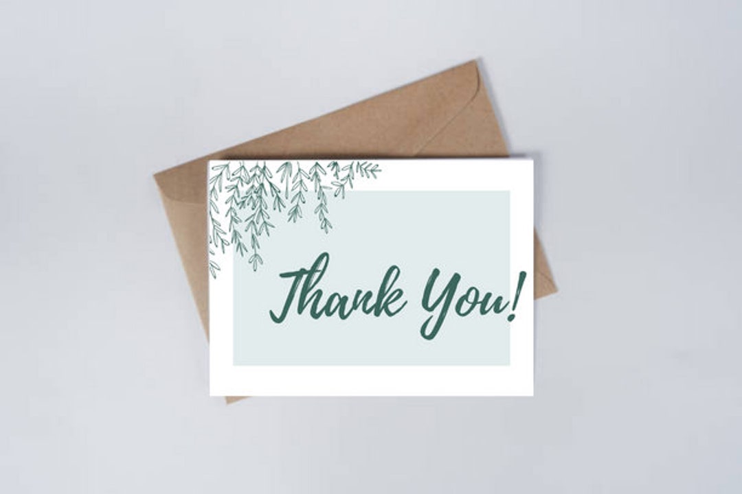 Thank You Card Digital Download Template Leaves - Etsy