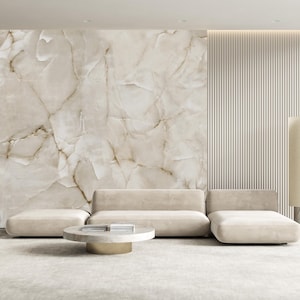 Luxury Beige Marble Wallpaper – Realistic Stone Texture Wall Mural, Neutral Elegant Wall Art for Modern Home, Bathroom, or Office Decor