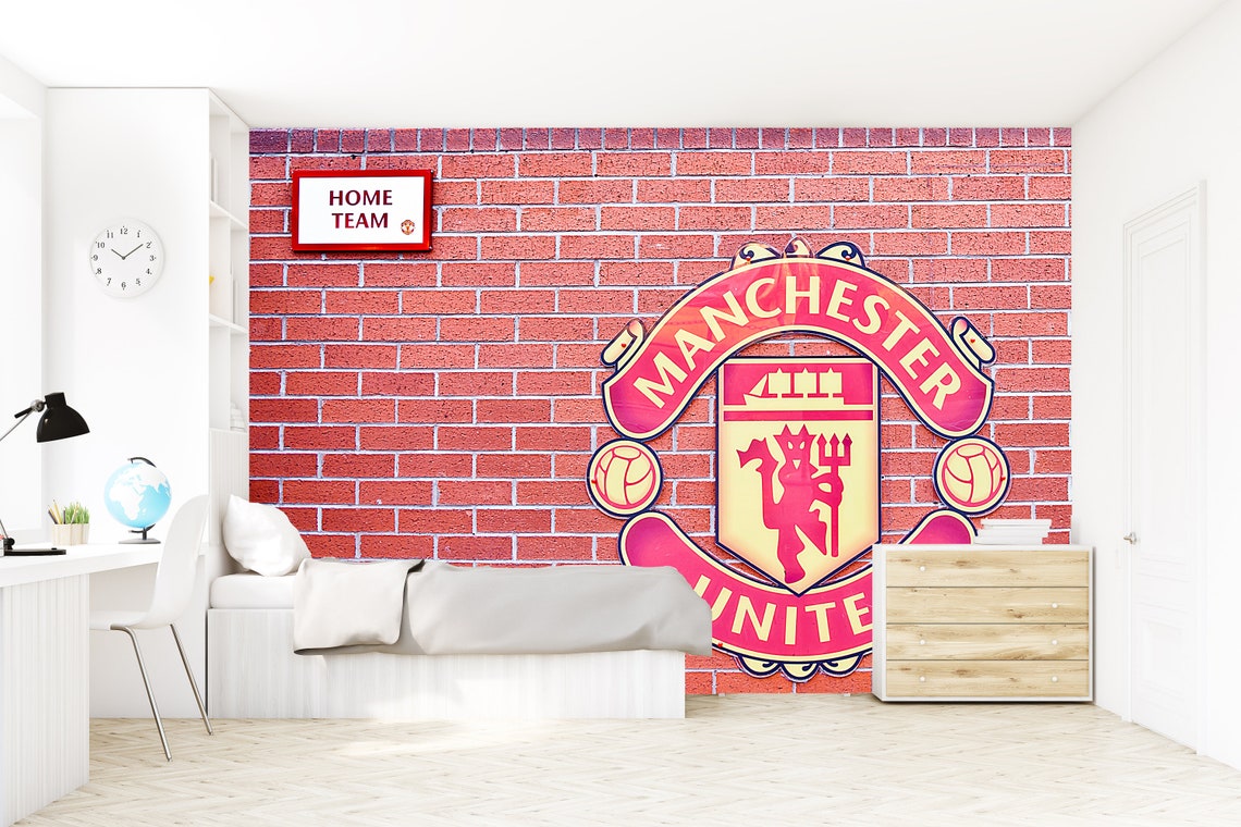 Manchester United Wallpaper Football Mural Wallpaper 3D Etsy