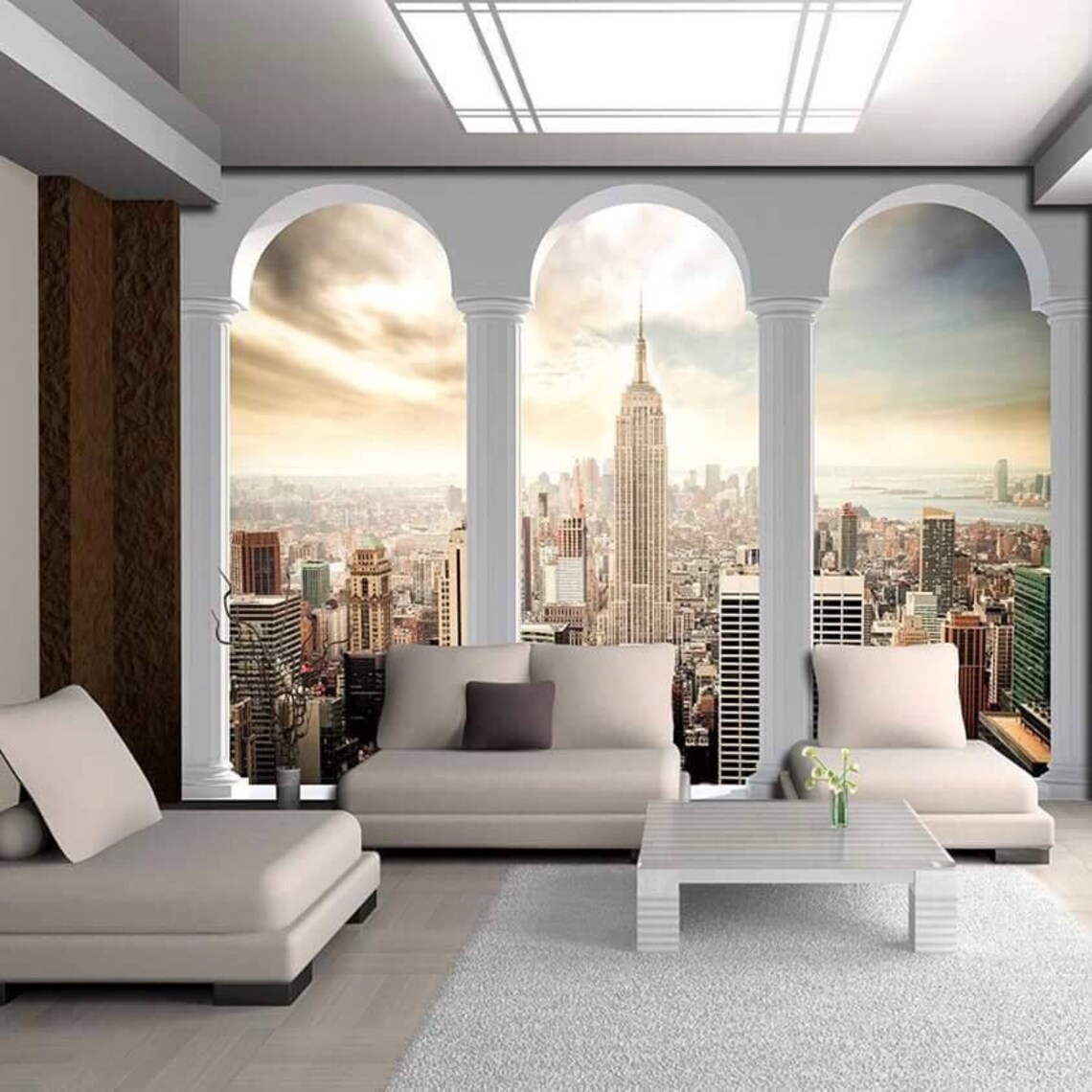 New York Mural Wallpaper 3D Wallpaper Empire State Building Etsy