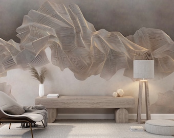 Mural moderno 3D / Impresión de pared grande / Peel & Stick Marble Wall Art / Decoración de la pared de la sala de estar / Extraíble / Mármol de lujo / Envío gratis