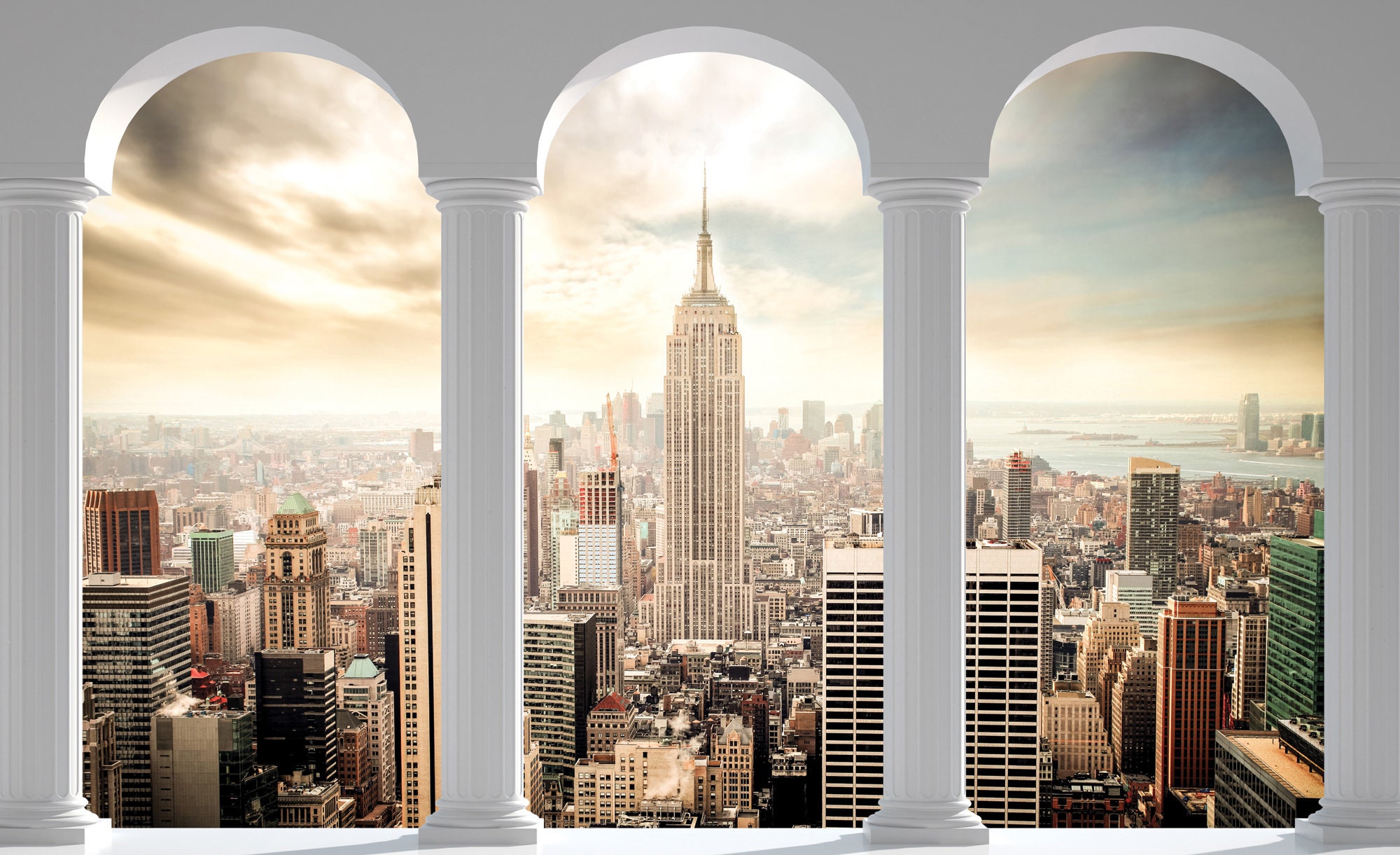 New York Mural Wallpaper 3D Wallpaper Empire State Building Etsy