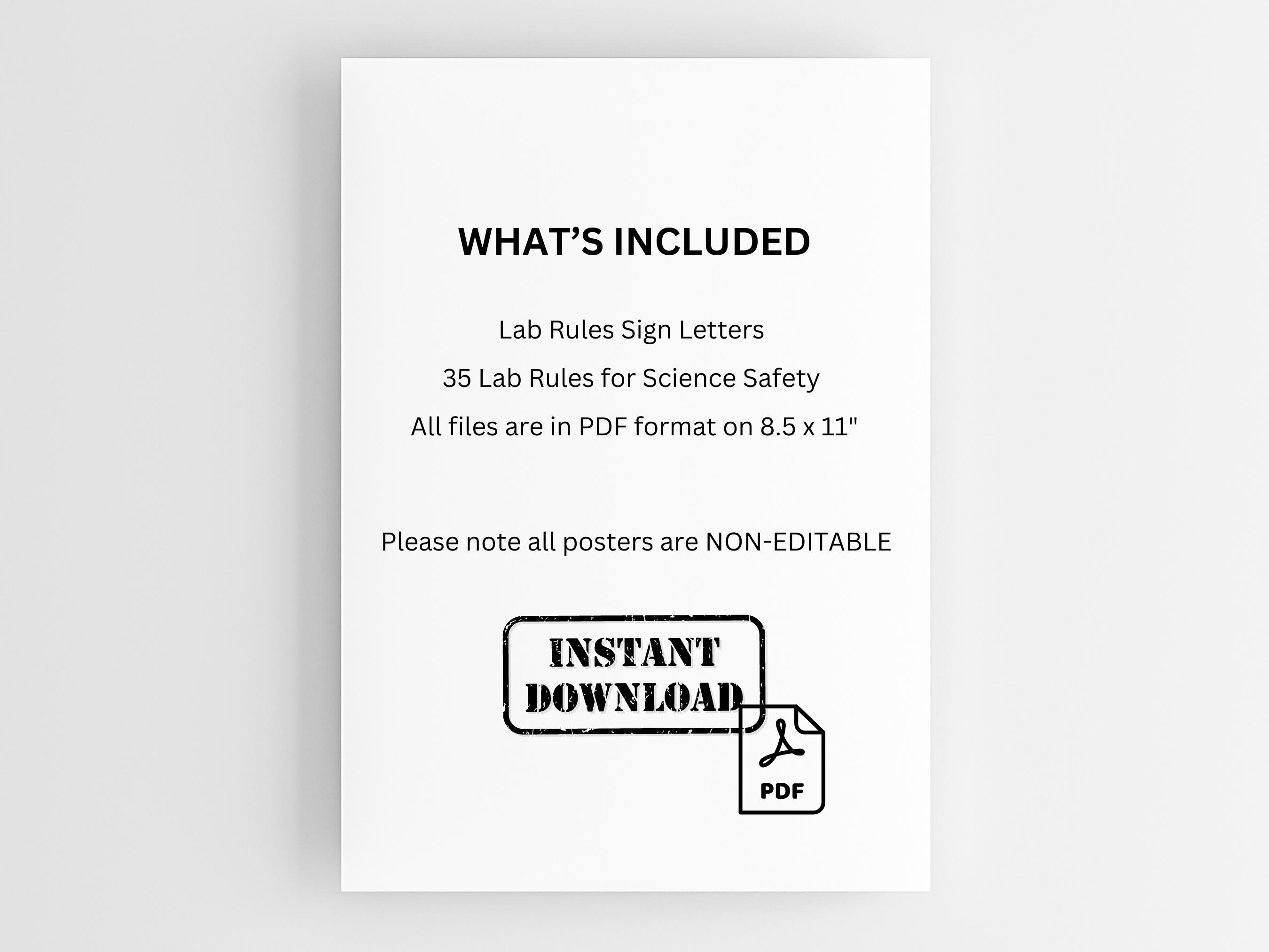 Science Lab Safety Rules Posters: Classroom Decor (PDF) - Etsy