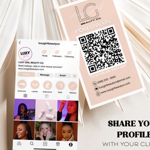 Editable Instagram Business Card Template: QR Code, Lash Tech (PDF)