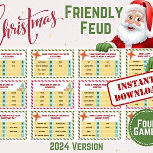 Christmas Friendly Feud Game | Printable Christmas Game | Christmas Party Game | Christmas Game Adults Family | Christmas Trivia