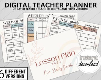 Boho Weekly Teacher Planner: Editable Lesson Plan Template (Digital Download)
