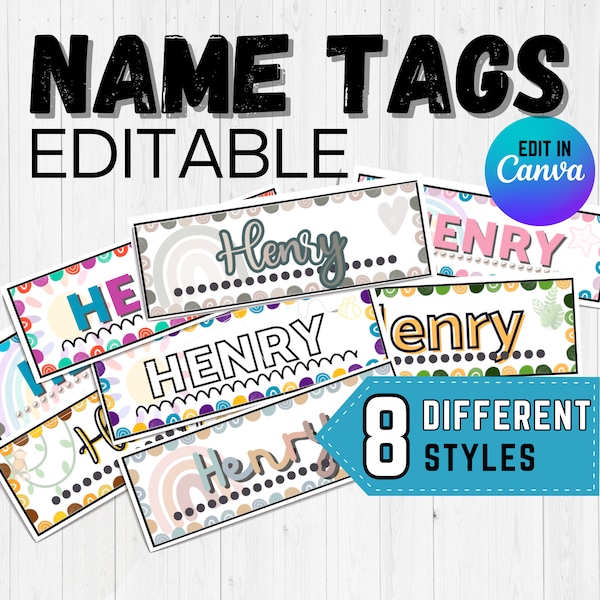 Desk Name Tags School Canva - Etsy
