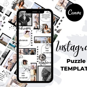 Leichtes Instagram Puzzle Template, Instagram Template Canva, Social Media Templates, Instagram Marketing Templates, Canva Template
