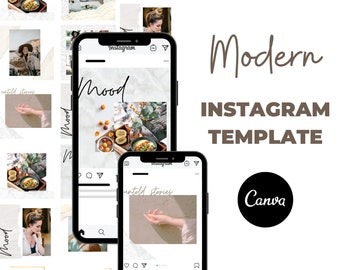 Canva Modern Blogger Template, Instagram Canva Template, Story Templates, Instagram Post templates, Instagram Branding, Canva Template