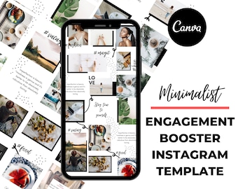 Minimalist light Instagram Puzzle Template, Instagram Template Canva, Social Media Templates, Instagram Marketing templates, Canva Template