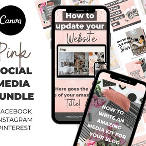 Canva Social Media Post Bundle, Instagram Templates, Facebook Templates, Pinterest template, 30 post templates, social media post templates