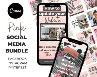 Paquete de publicaciones en redes sociales de Canva, plantillas de Instagram, plantillas de Facebook, plantilla de Pinterest, 30 plantillas de publicaciones, plantillas de publicaciones en redes sociales