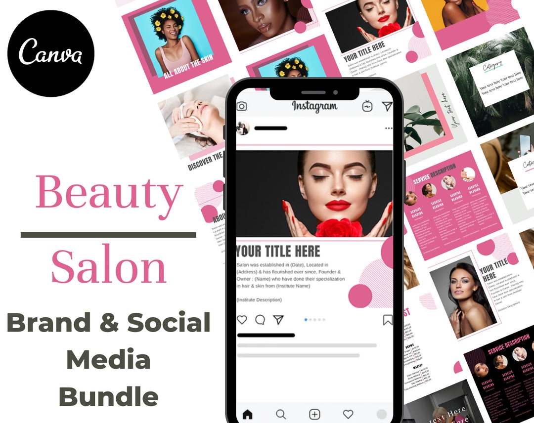 Canva Beauty Salon Brand Bundle, Templates for Canva, Social Media ...