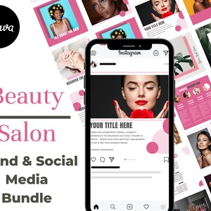 Canva Beauty Salon Brand Bundle, Templates for Canva, Social Media Bundle templates Canva – Pinterest Instagram Facebook Template for Canva