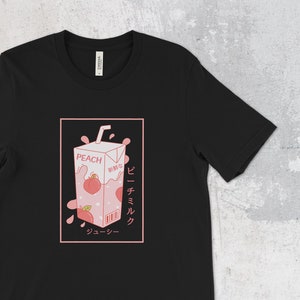 Japanese Peach Milk - T-Shirt / Tee / Top - Kawaii - Cute - Harajuku - Otaku - Kanji - Kana - Japanese Urban Streetwear - Japanese Aesthetic