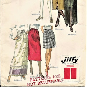 Simplicity 9099 Vintage 1970 Sewing Pattern Woman&#39;s Mini Midi Maxi Skirt Easy To Sew Jiffy Pattern Straight Skirt Size 12 UNCUT