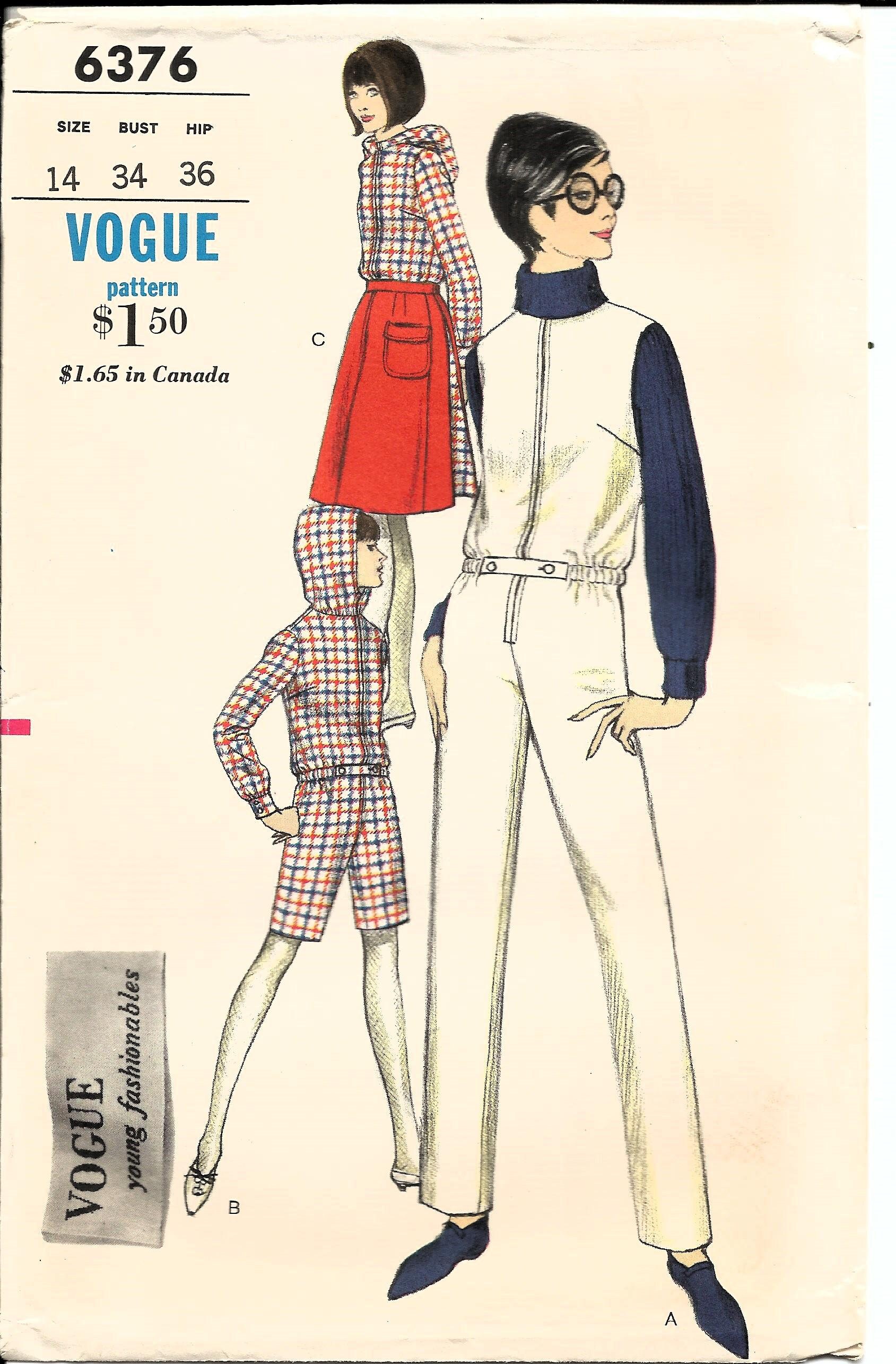 No.03【Moda in Pelle】1968, September , 洋書 Vogue 6376, Vintage 1964 Sewing Pattern, Rare Courrèges