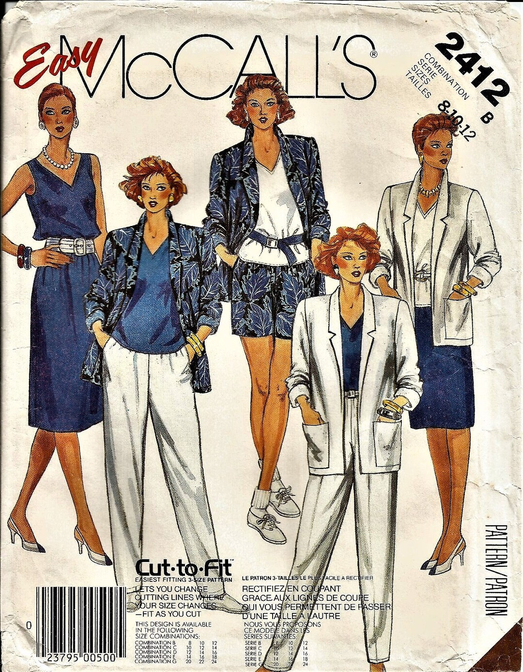 Mccall's 2412, Vintage 1986 Sewing Pattern, Cut-to-fit Pattern, Jacket ...