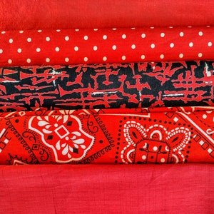 Vintage 1950s 1960s Fabric Remnants/Yardage, 50s Abstract Print, Polka Dots, Bandana, Embossed, Mostly Cotton, Clothing, Patchwork, Quilting
