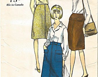 Vogue 6285, Vintage 1960s Sewing Pattern, Misses Classic A-Line Skirt with Waist and Pocket Variations, Waist 26 Hip 36, Cut Complete