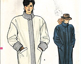 Vogue 8803, Vintage 1980s Sewing Pattern, Misses Loose Fitting Lined Long Or Jacket Length Coat, Funnel Collar, Dropped Shoulder, Size 10