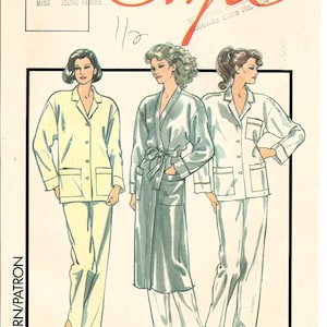 May include: A sewing pattern for three different styles of pajamas. The pattern is for sizes 14-16 and is labeled "Miss Jeune Femme". The pattern is from Style Magazine, Roseville Store No. 104.