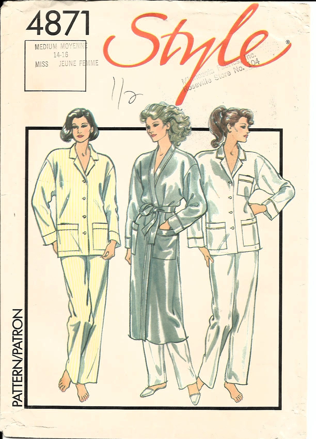 Style 4871, Vintage 1986 Sewing Pattern, Misses Nightwear Set, Pajamas ...