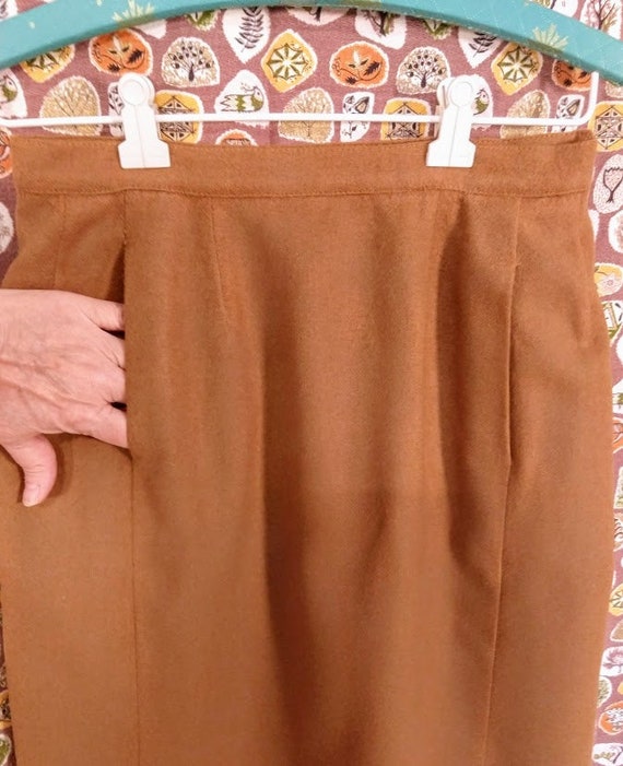 1970’s Vintage Women’s Straight Skirt Camel Tan C… - image 4